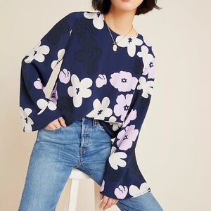 Merimekko Sorea Kevattalkoot Long Bell Sleeve Floral Blouse Sz 40, 10